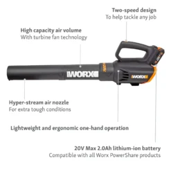 Worx WG547E Turbine 20V 2.0Ah Cordless Garden Blower 12 Worx WG547E Turbine 20V 2.0Ah Cordless Garden Blower -Garantia Store 13326414 7854900642900455
