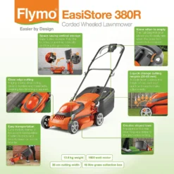 Flymo 1600W EasiStore 380R Electric Lawn Mower - 38cm -Garantia Store 13524797 7984936626546093