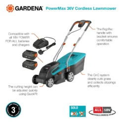 GARDENA 36V PowerMax Cordless Lawn Mower - 32cm -Garantia Store 13524825 7474936345068522