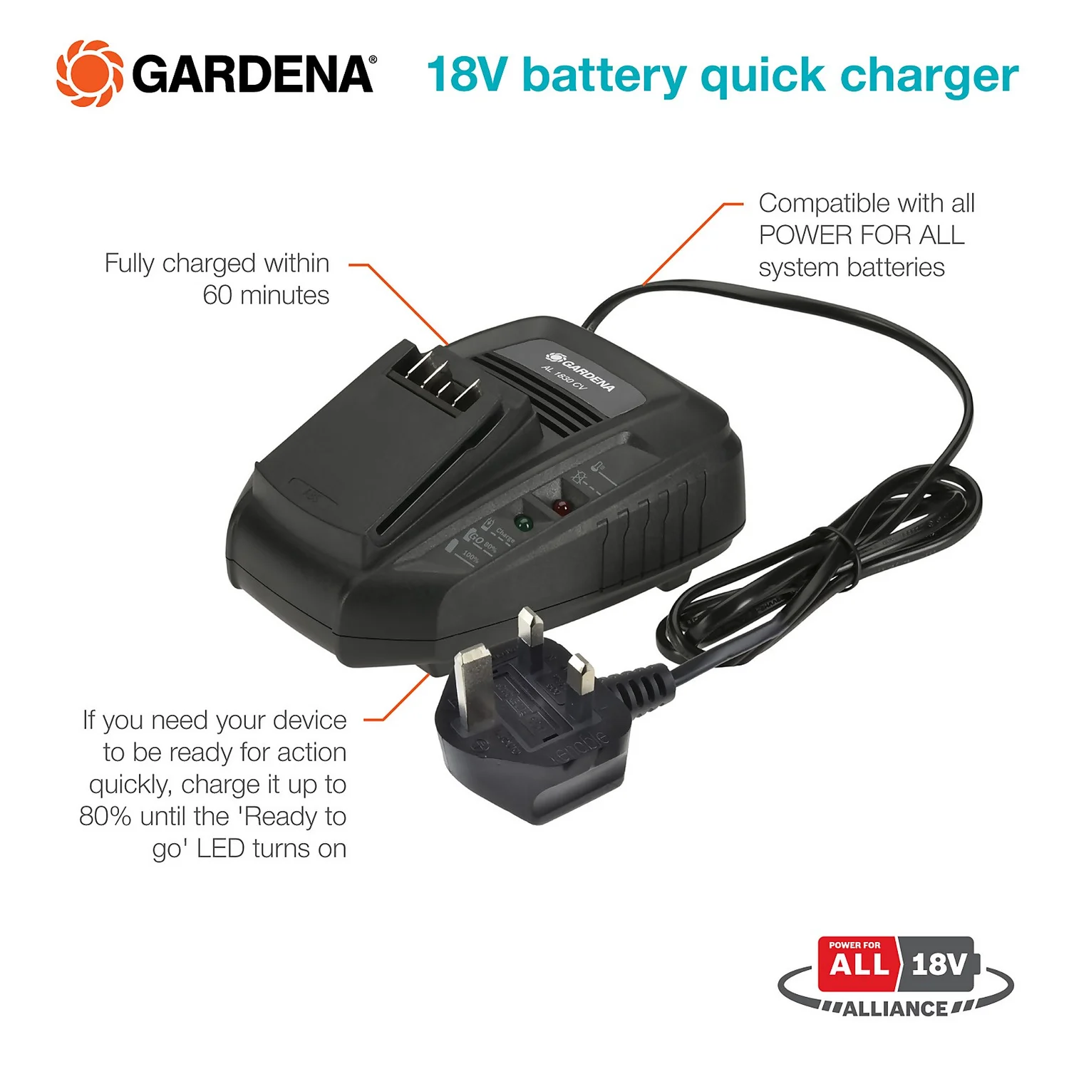 GARDENA 18V Battery Quick Charger 4 GARDENA 18V Battery Quick Charger - Image 2