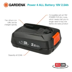 GARDENA Power 4 ALL Battery 18V 2.5Ah -Garantia Store 13524831 1814936345060965